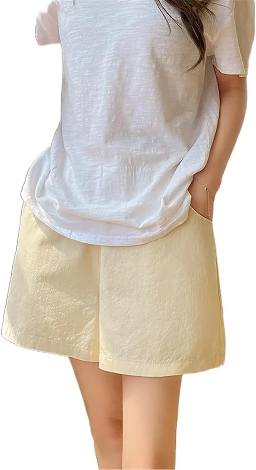 Women's Shorts Cotton Drawstring Wide Leg Korean Summer Short Pants