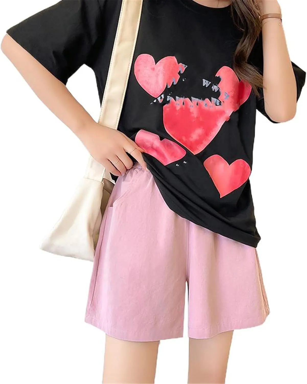 Women's Shorts Cotton Drawstring Wide Leg Korean Summer Short Pants