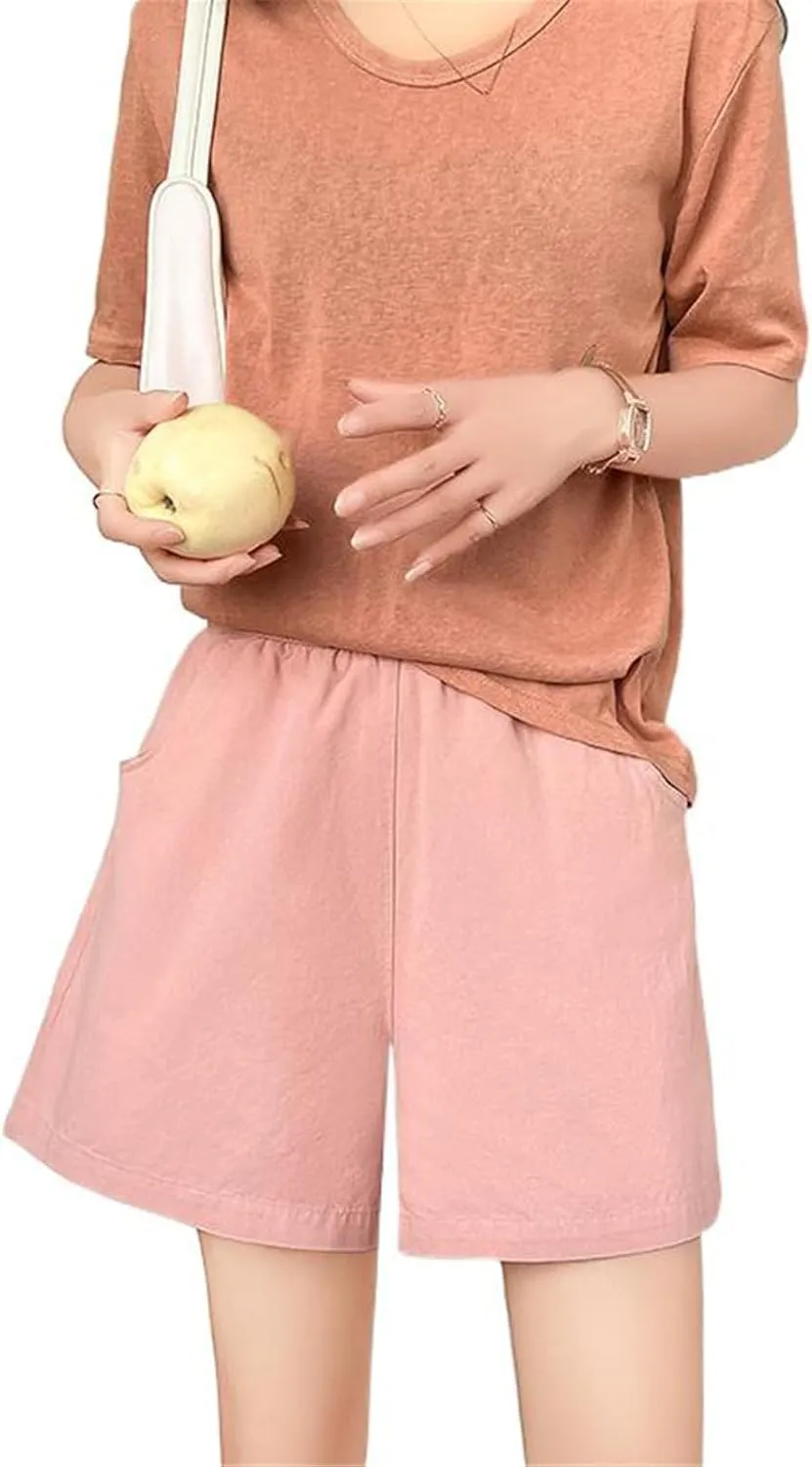 Women's Shorts Cotton Drawstring Wide Leg Korean Summer Short Pants