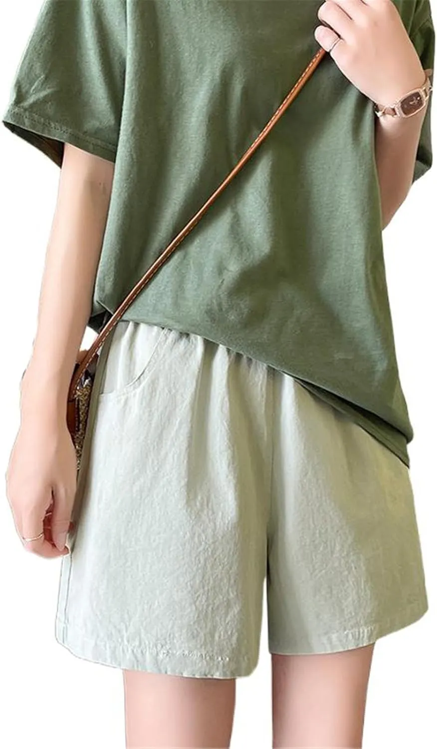 Women's Shorts Cotton Drawstring Wide Leg Korean Summer Short Pants