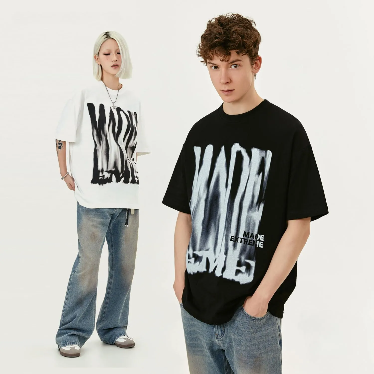 Y2K Tops for Mens Artistic Graffiti Graphic T-Shirt Oversized Loose Tees Streetwear Casual Crewneck Short Sleeve Shirt