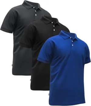 ZITY Men's 3 Pack Polo Shirts Short Sleeve Moisture-Wicking Golf Shirt Business Causal Tops